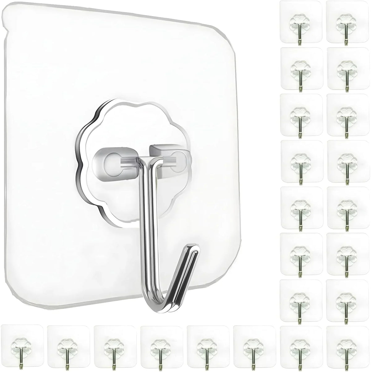 Moonval Adhesive Wall Hooks, 10-Pack 180° Rotating Self-Adhesive Hooks for Home Organization