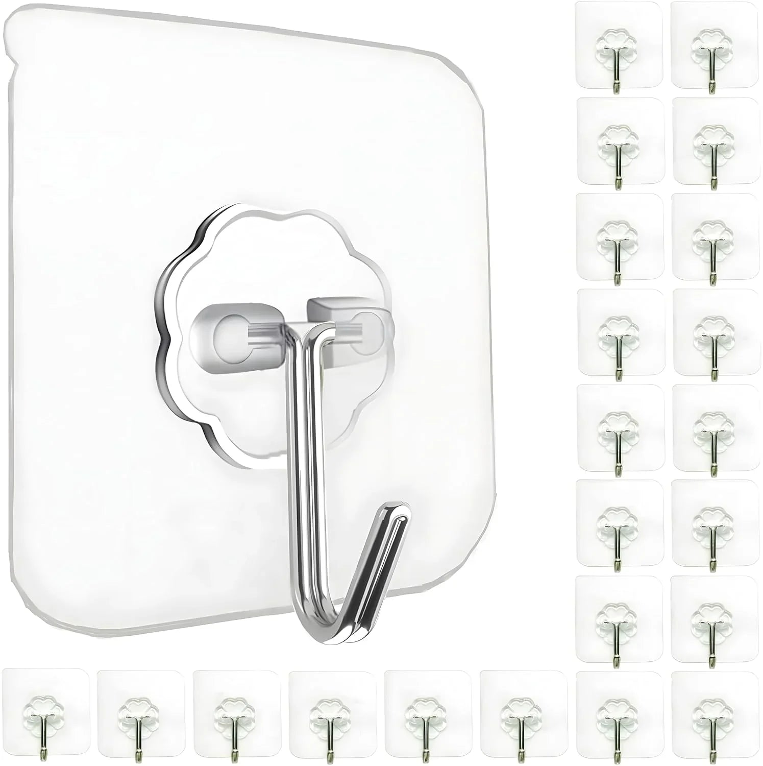 Moonval Adhesive Wall Hooks, 10-Pack 180° Rotating Self-Adhesive Hooks for Home Organization