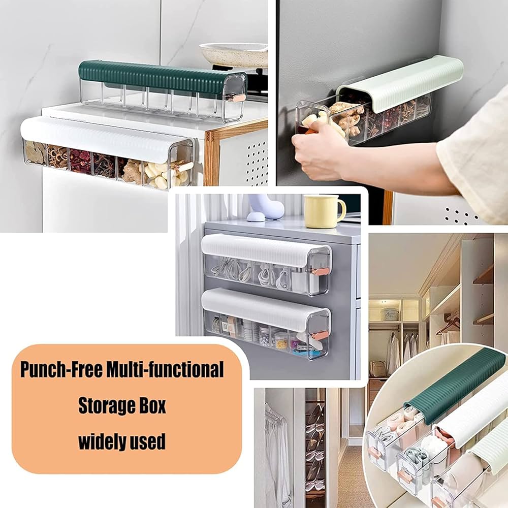 Moonval Wall Storage Drawer, Self-Adhesive Organizer for Socks, Underwear and Accessories