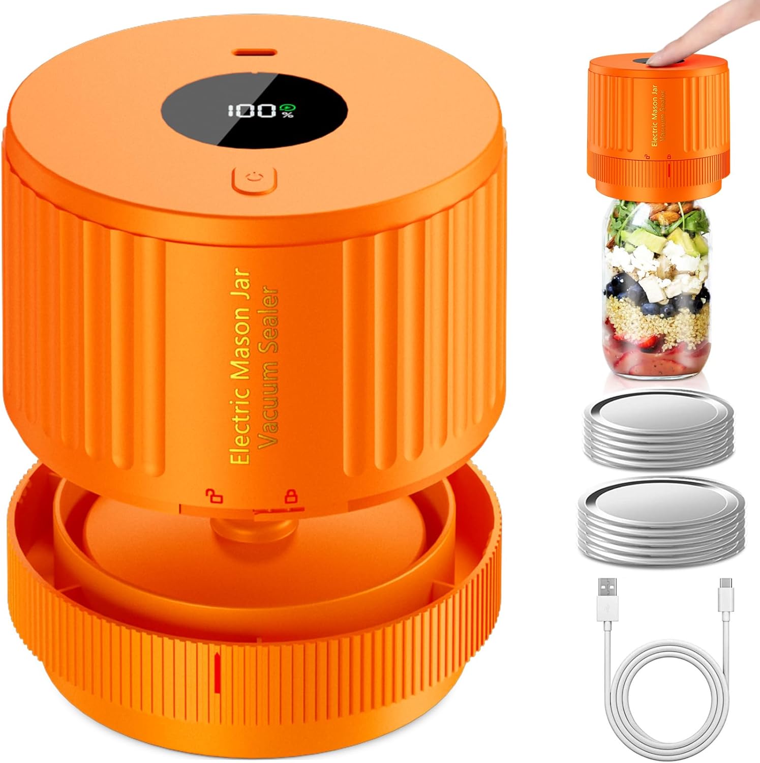 Moonval Electric Mason Jar Vacuum Sealer Kit, Food Saver for Wide & Regular Mouth Mason Jars