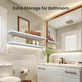 Moonval Floating Wall Shelves, Set of 3 White Storage & Display Shelves with Invisible Brackets