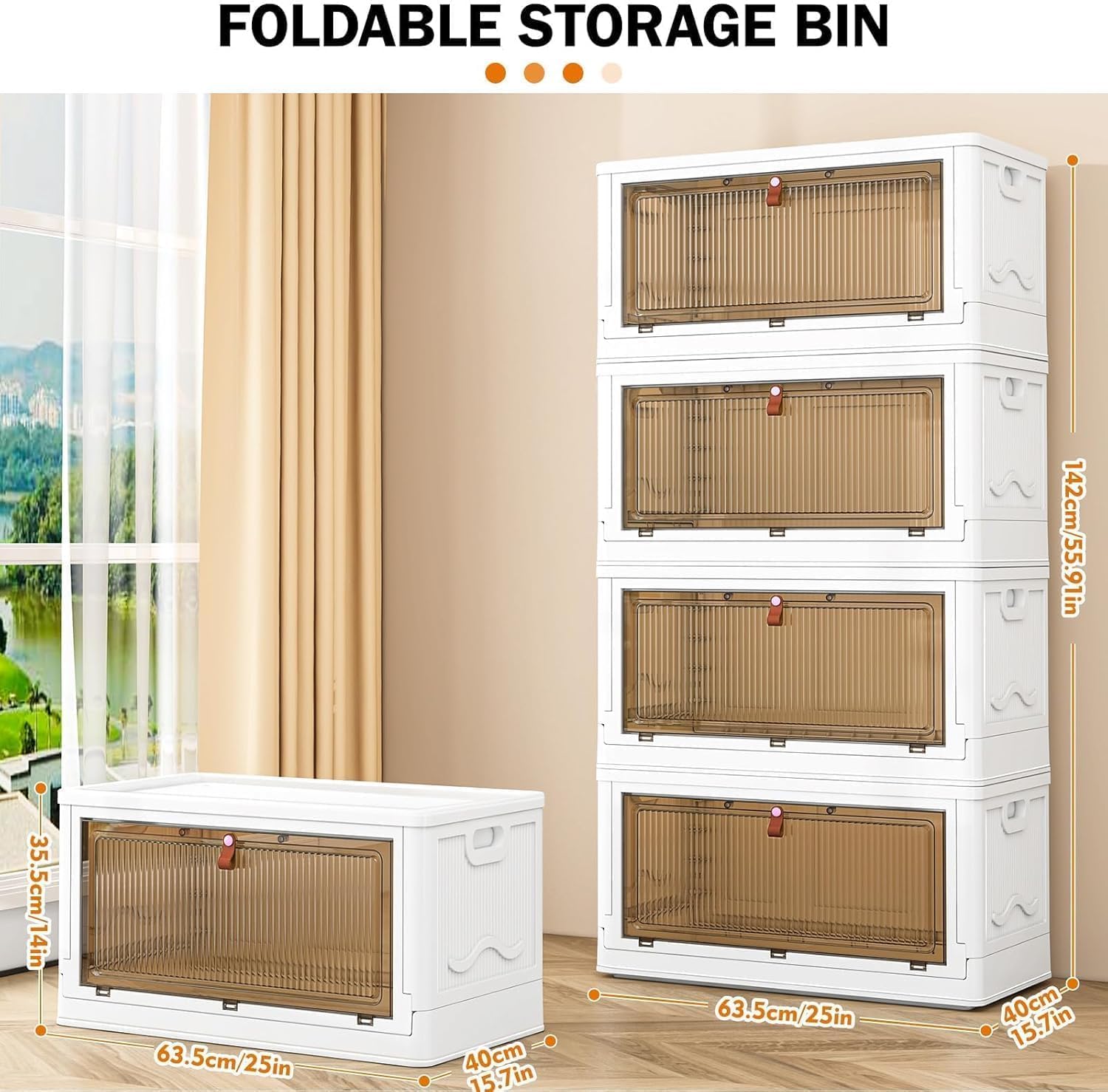 Moonval Stackable Storage Bins, Foldable Containers with Lids & Wheels