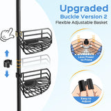 Moonval Corner Shower Caddy, 4-Tier Adjustable Rustproof Tension Pole Organizer with Towel Bar