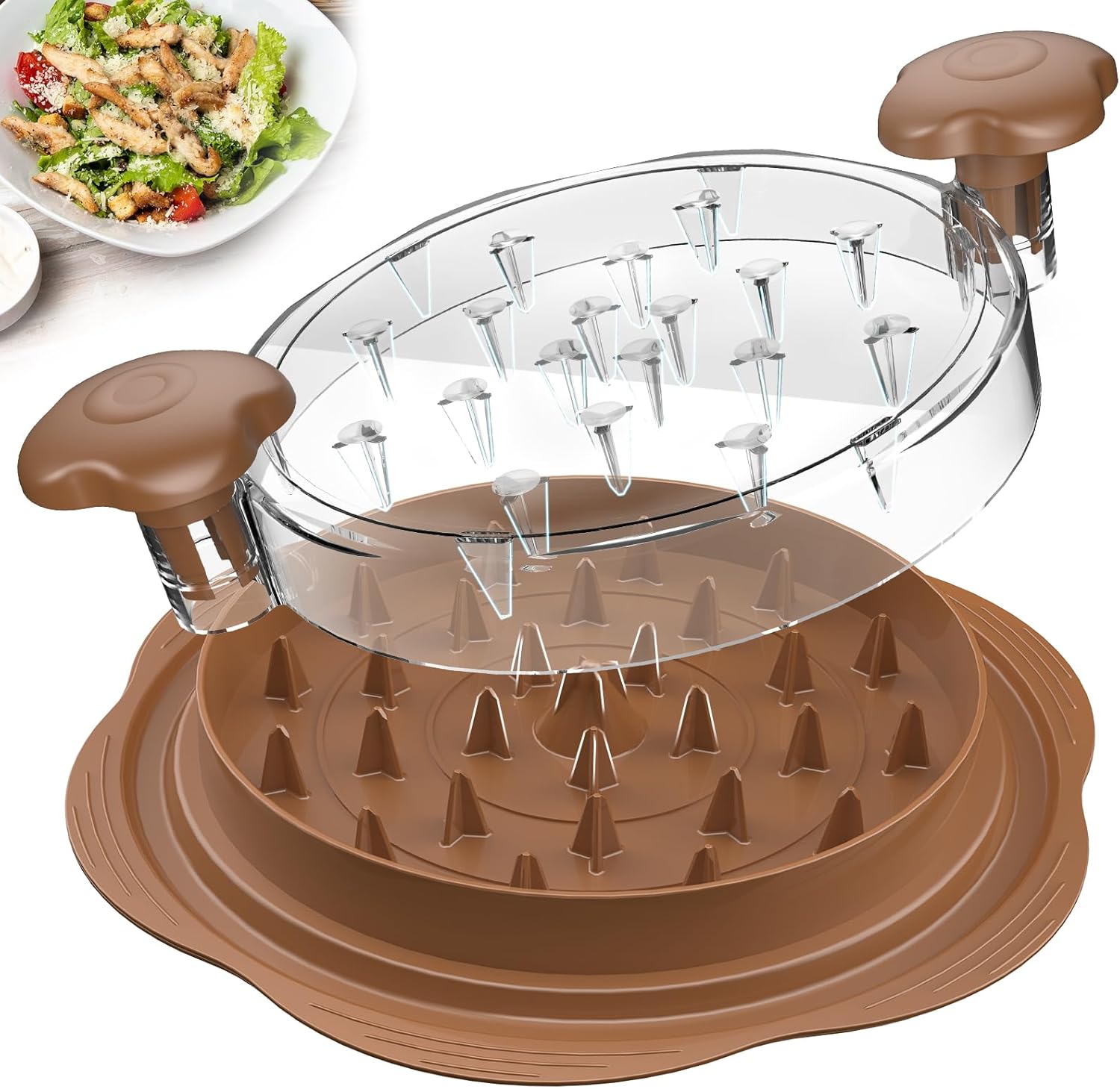 Moonval Chicken Shredder Tool, Large Twist Meat Shredder with Brush & Fork for Chicken, Pork & Beef