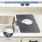 Moonval Silicone Dish Drying Mat, 40 × 30 cm Self-Draining Kitchen Counter Mat