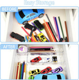 Moonval Clear Drawer Organizer Set, Plastic Storage Trays for Kitchen, Bathroom & Office
