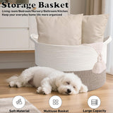 Moonval Woven Blanket Basket, Cotton Rope Storage Hamper with Handles for Laundry, Toys & Blankets
