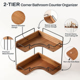 Moonval Corner Countertop Organizer, 2-Tier Wooden Shelf for Vanity, Makeup, Skincare & Kitchen
