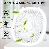 Moonval Portable Desk Fan with LED Light, Rechargeable 2-in-1 Quiet USB Cooling Fan
