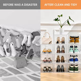 Moonval Clear Shoe Storage Boxes, 6-Pack Stackable Sneaker Organizer with Magnetic Door