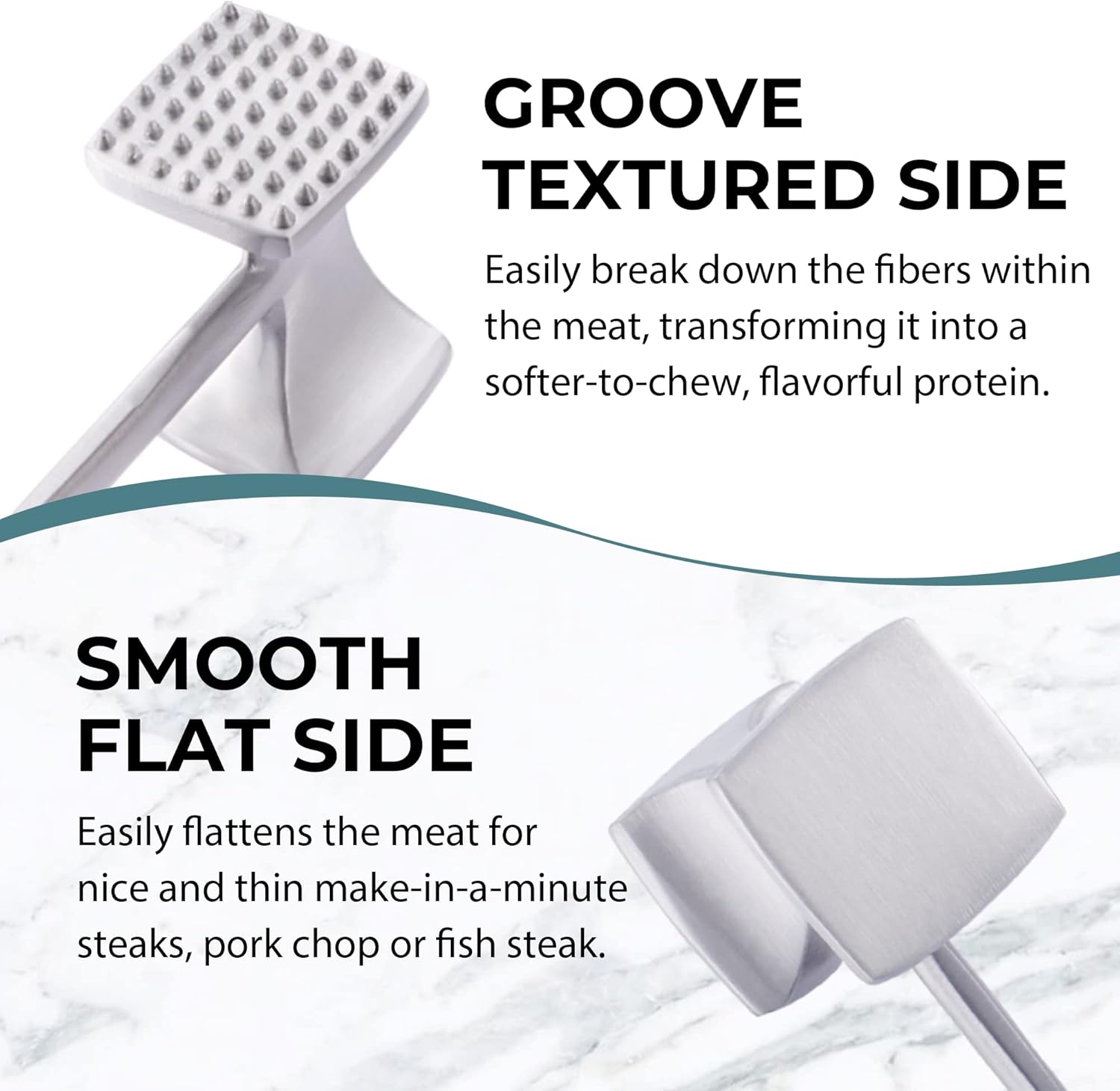 Moonval Meat Tenderizer Hammer, Dual-Sided Heavy-Duty Mallet with Comfortable Grip Handle
