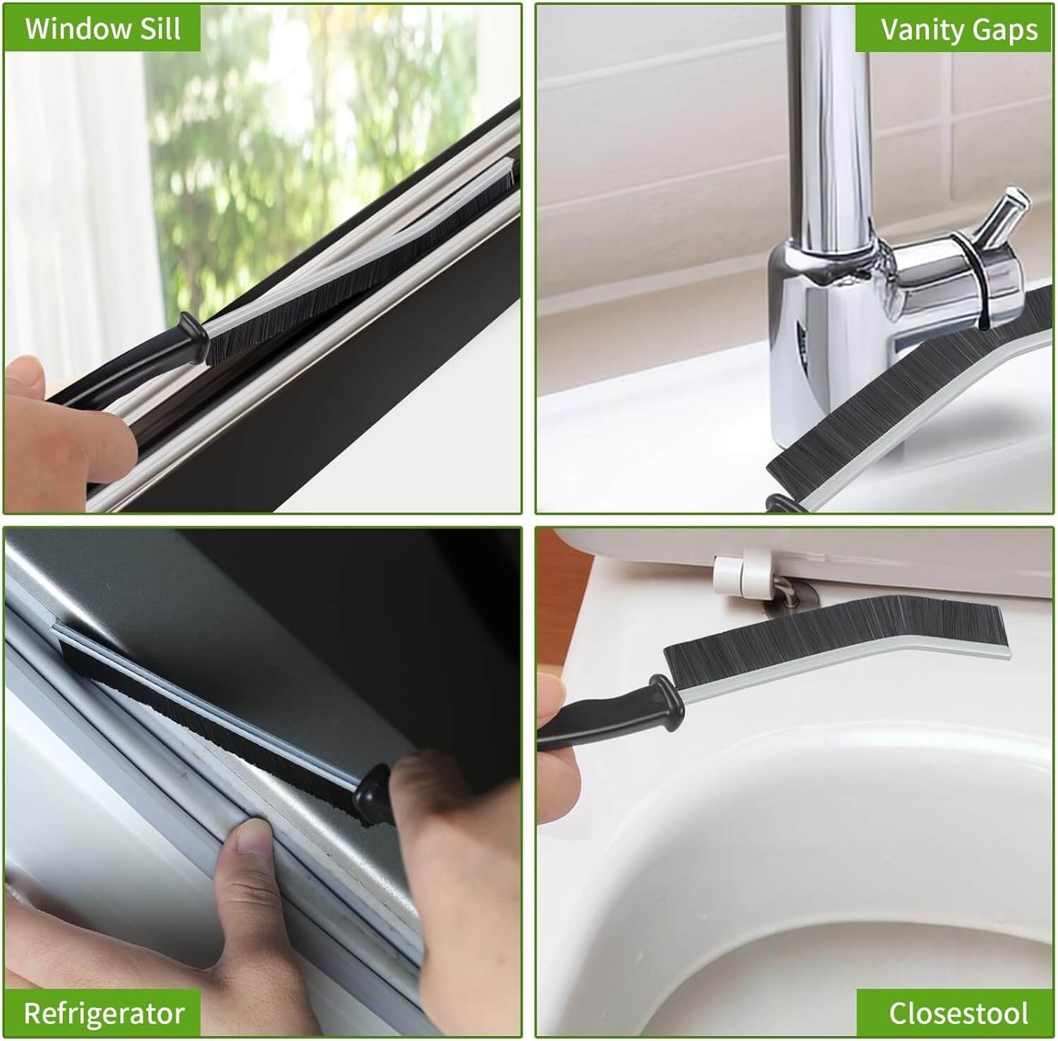 Moonval Crevice Cleaning Brush Set, 2-Pack Hard Bristle Gap Cleaner for Tiles, Grout & Corners