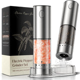 Moonval Electric Salt & Pepper Grinder Set, Automatic Battery-Operated Mills with Adjustable Coarseness