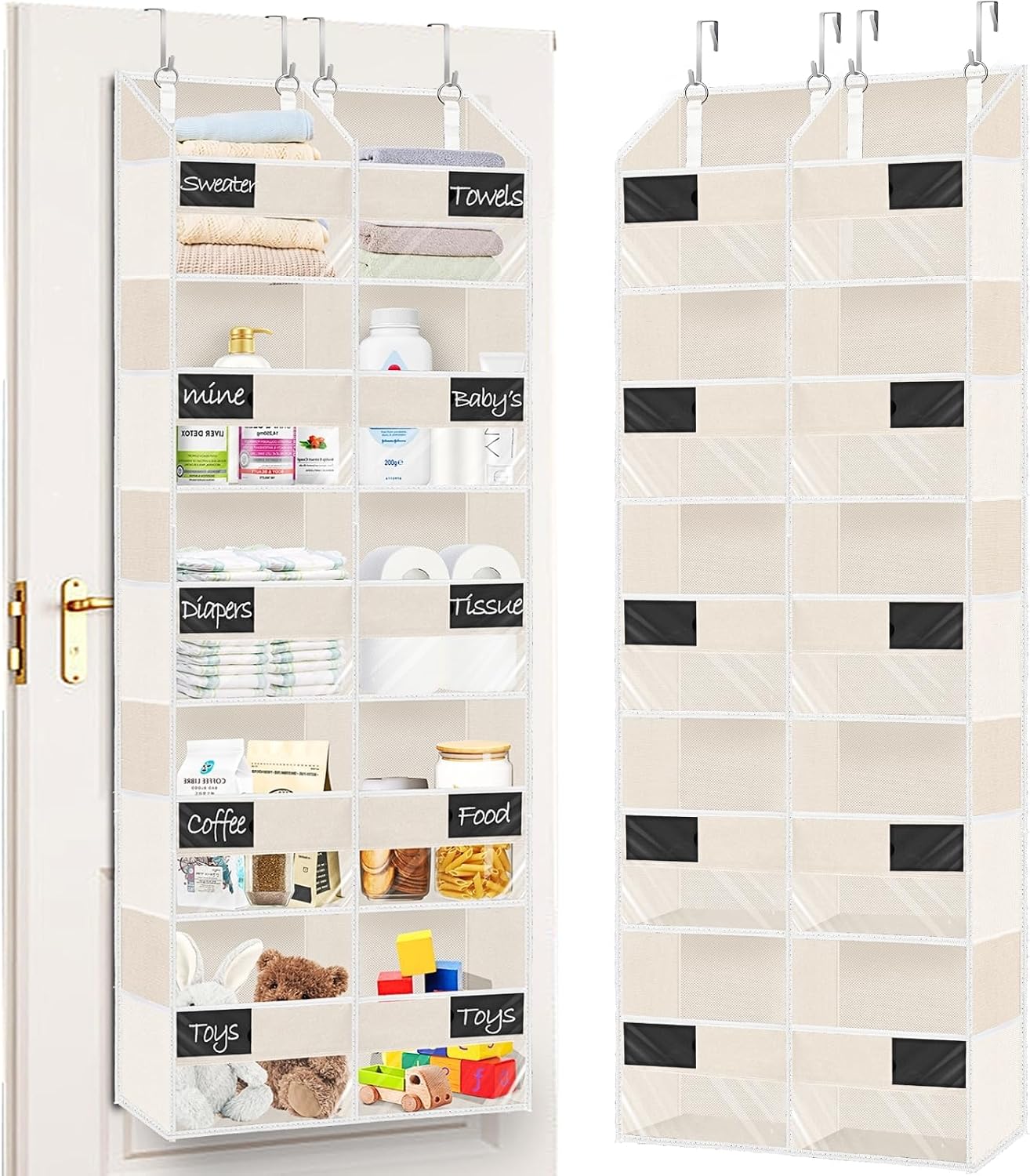 Moonval Over-the-Door Organizer, 5-Tier Hanging Storage with 10 Compartments, 80 lb Capacity