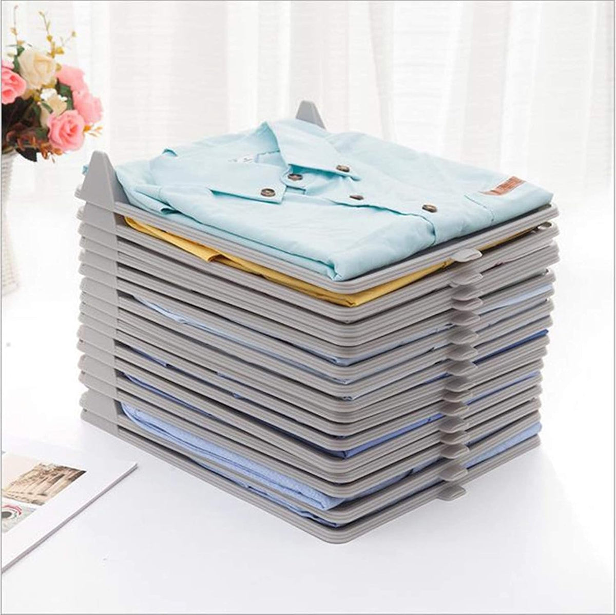 Moonval T-Shirt Organizer Set, 10-Pack Stackable Clothes Folding Boards for Closet Storage