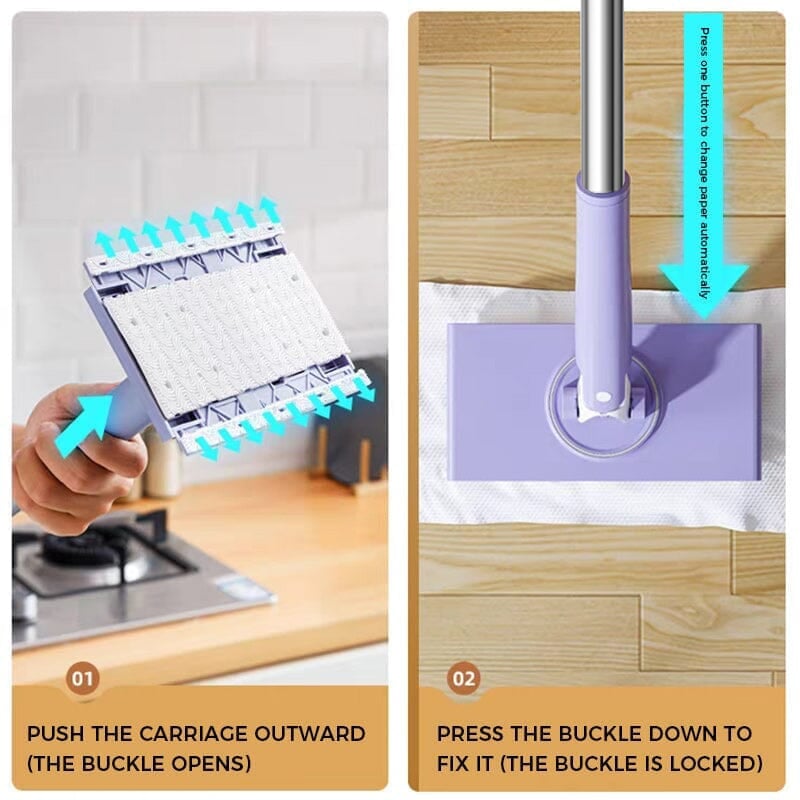 Moonval Mini Flat Mop, Foldable Microfiber Floor Cleaner with Washable Cleaning Cloths