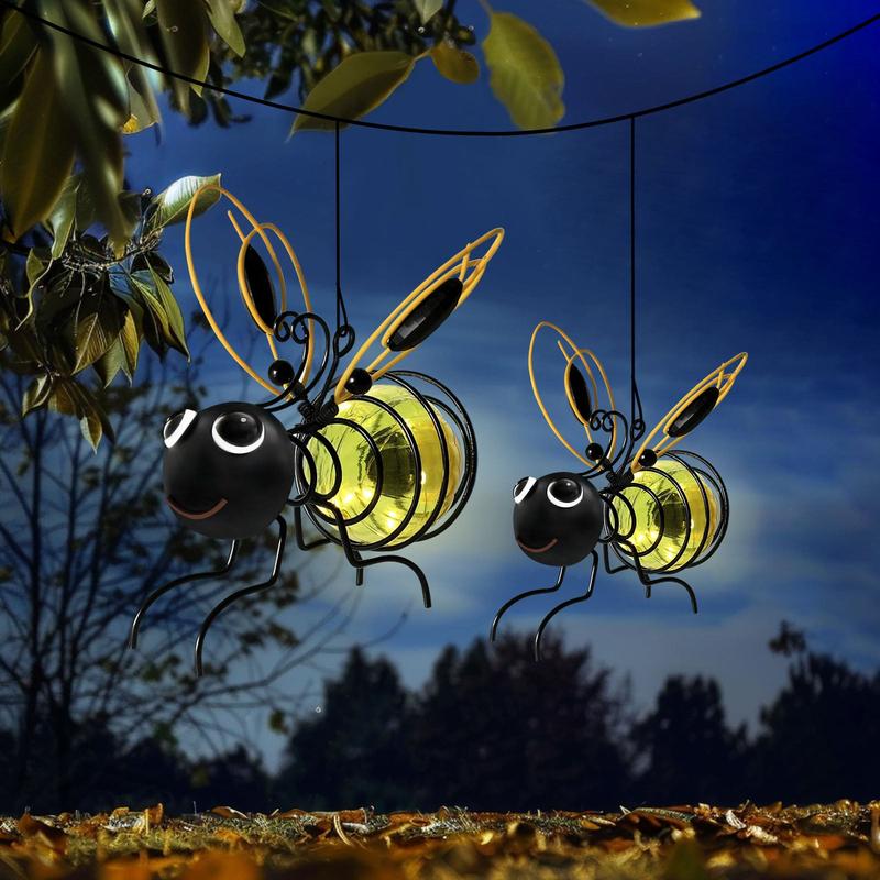 Moonval Solar Bee Garden Light, Hanging Waterproof LED Outdoor Lantern for Patio, Yard & Garden