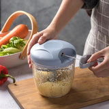 Moonval Pull-Cord Vegetable Chopper, Manual Food Processor with Stainless Steel Blades