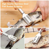 Moonval Stainless Steel Fish Scale Scraper, Handheld Descaler with Ergonomic Handle