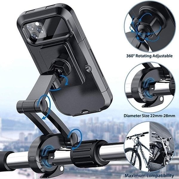 Moonval Waterproof Bike Phone Holder, Touchscreen Bicycle & Motorcycle Handlebar Mount