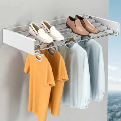 Moonval Wall-Mounted Folding Drying Rack, Retractable Space-Saving Clothes Airer