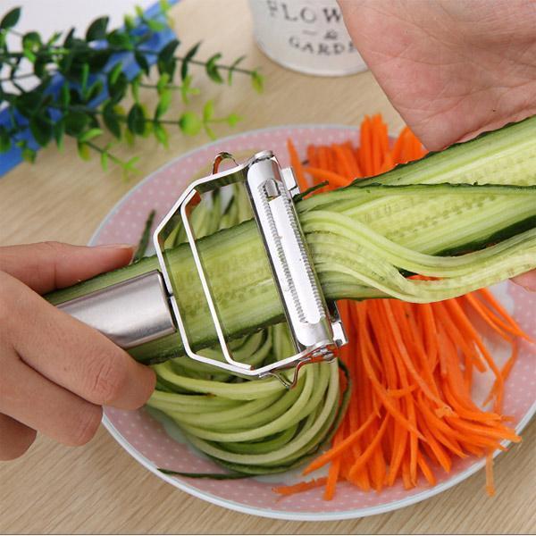 Moonval Julienne Vegetable Peeler, Stainless Steel Dual-Blade Shredder for Carrots & Cucumbers