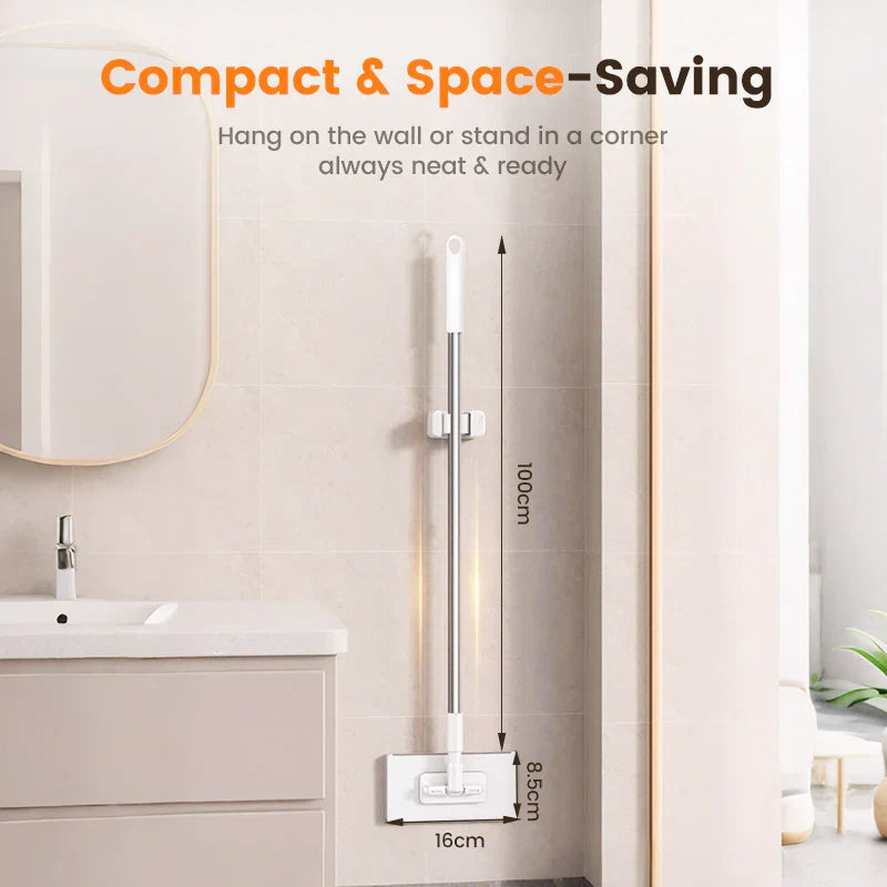Moonval Reusable Flat Mop with 4 Microfiber Pads, One-Click Cloth Release and Adjustable Handle