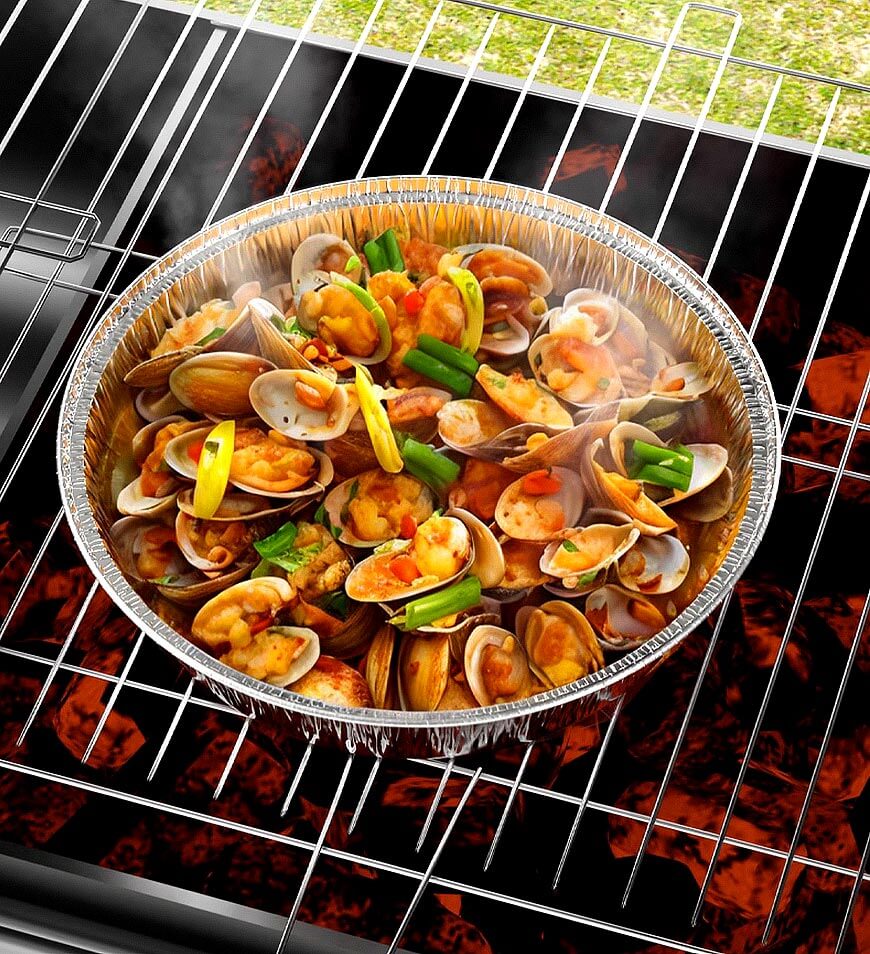 Moonval Round Aluminum Air Fryer Liners, Disposable Oil-Resistant Foil Trays for Air Fryers