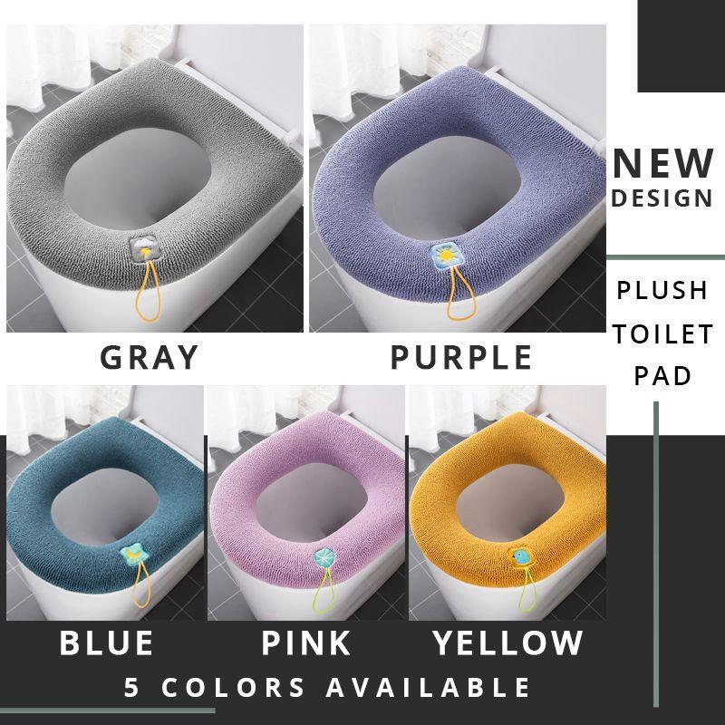 Moonval Plush Toilet Seat Cover, Universal Washable Cushion with Convenient Lift Handle