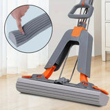 Moonval Self-Wringing Sponge Mop with Handle, 2-in-1 Squeeze Floor Mop for Wet & Dry Cleaning