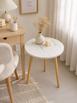 Moonval Modern Round Side Table, Wooden Accent End Table for Living Room, Bedroom & Office