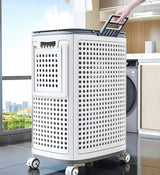 Moonval Rolling Laundry Basket, Wheeled Foldable Clothes Hamper with Removable Laundry Bag