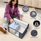 Moonval Closet Storage Bags, 3-Pack 35L Foldable Under Bed Organizers with Handles for Clothing