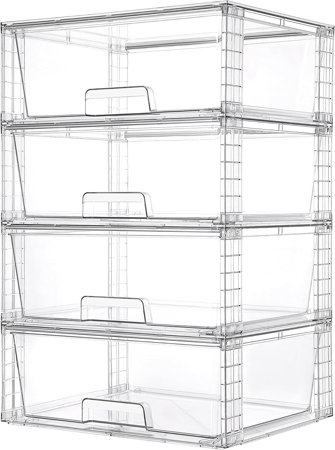 Moonval Stackable Storage Drawers, Clear Acrylic Organizer Bins for Bathroom, Kitchen & Closet
