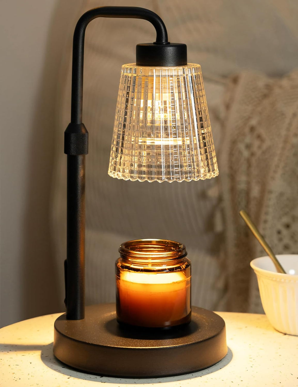 Moonval Candle Warmer Lamp, Dimmable Wax Melt Warmer with Timer & 2 Bulbs for Jar Candles