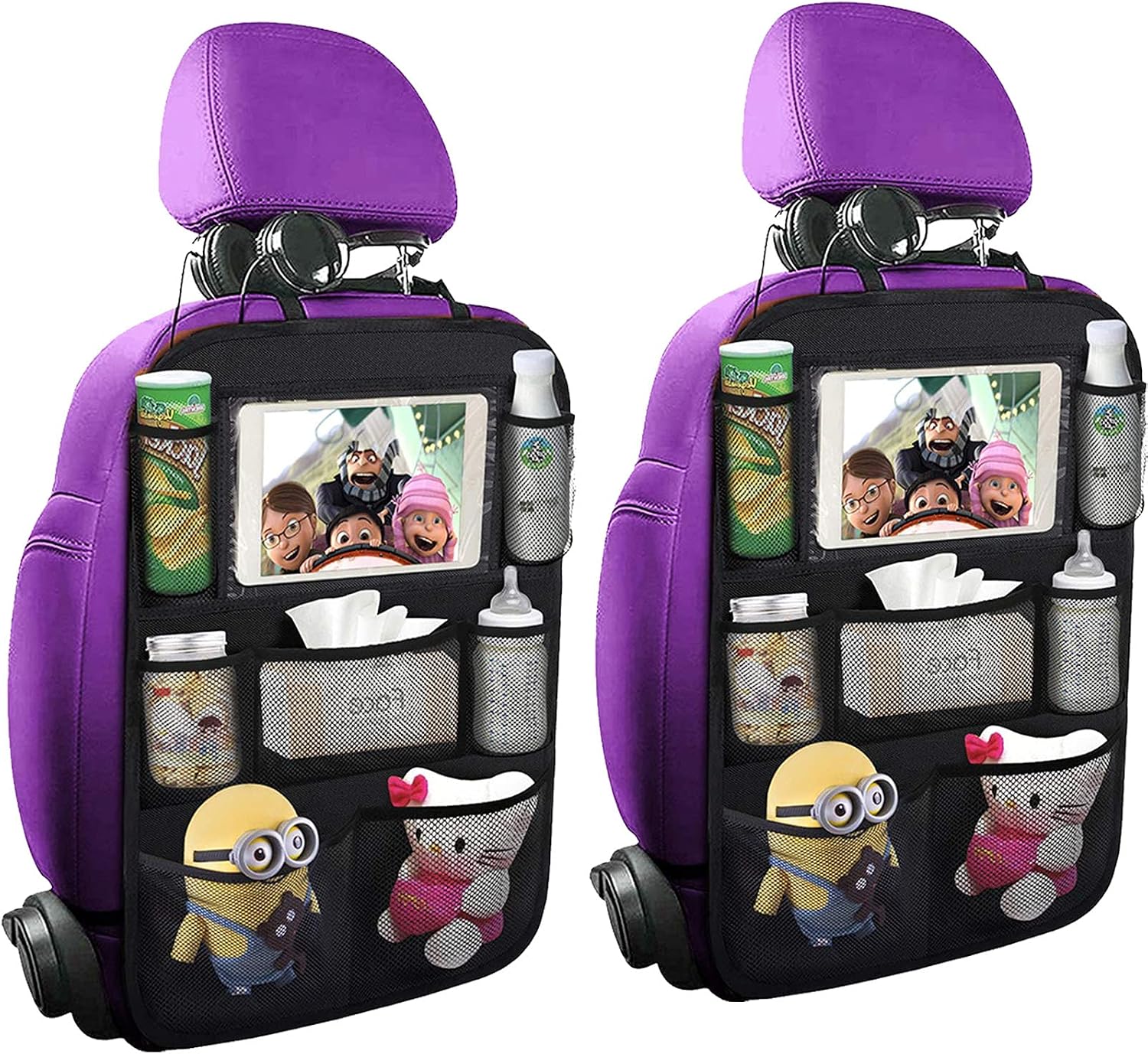 Moonval Backseat Car Organizer, Seat Protector with Tablet Holder & Multi-Pocket Storage for Kids