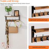 Moonval Wall Mounted Coat Rack, Wooden Shelf with 5 Metal Hooks for Entryway, Bathroom & Bedroom