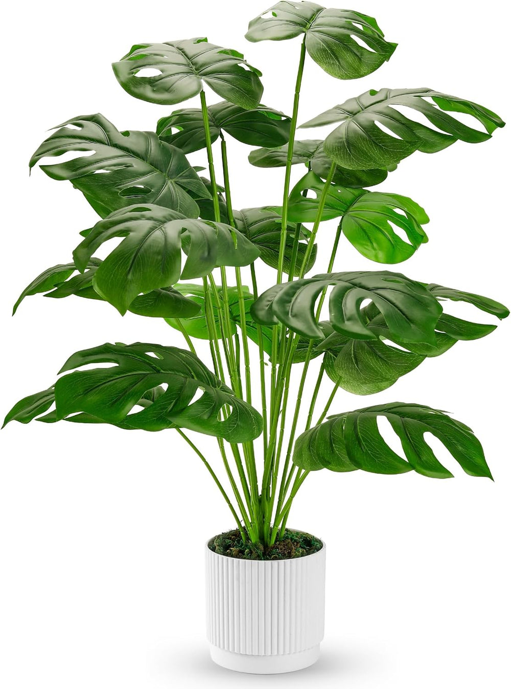 Moonval Artificial Monstera Plant, 28-Inch Tall Faux Floor Plant for Indoor & Outdoor Home Decor
