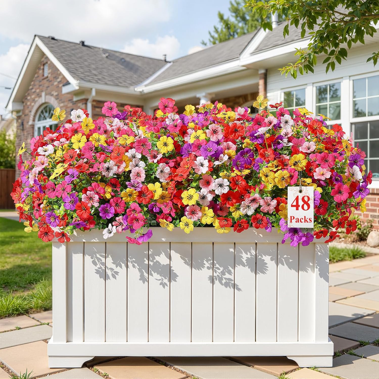 Moonval Artificial Daisy Flowers, 24 Bundles UV-Resistant Faux Outdoor Plants for Home & Garden Decor