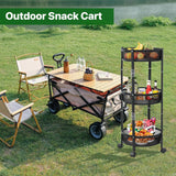 Moonval 3-Layer Rolling Foldable Cart, Collapsible Storage Trolley with 360° Locking Wheels