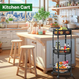 Moonval 3-Layer Rolling Foldable Cart, Collapsible Storage Trolley with 360° Locking Wheels