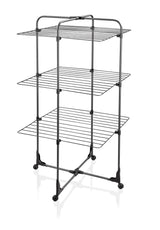 Moonval Tower Clothes Drying Rack, 3-Tier Foldable Laundry Airer with Wheels, 27m Drying Space