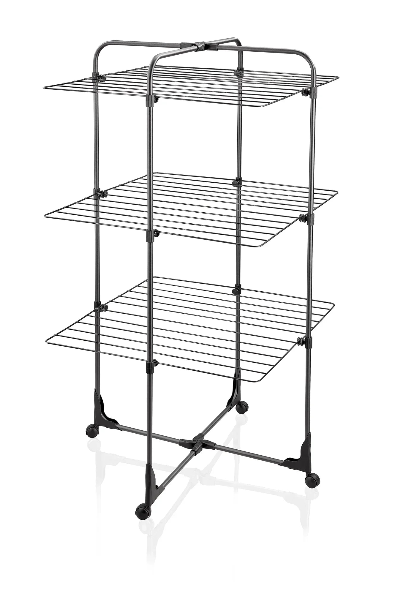 Moonval Tower Clothes Drying Rack, 3-Tier Foldable Laundry Airer with Wheels, 27m Drying Space