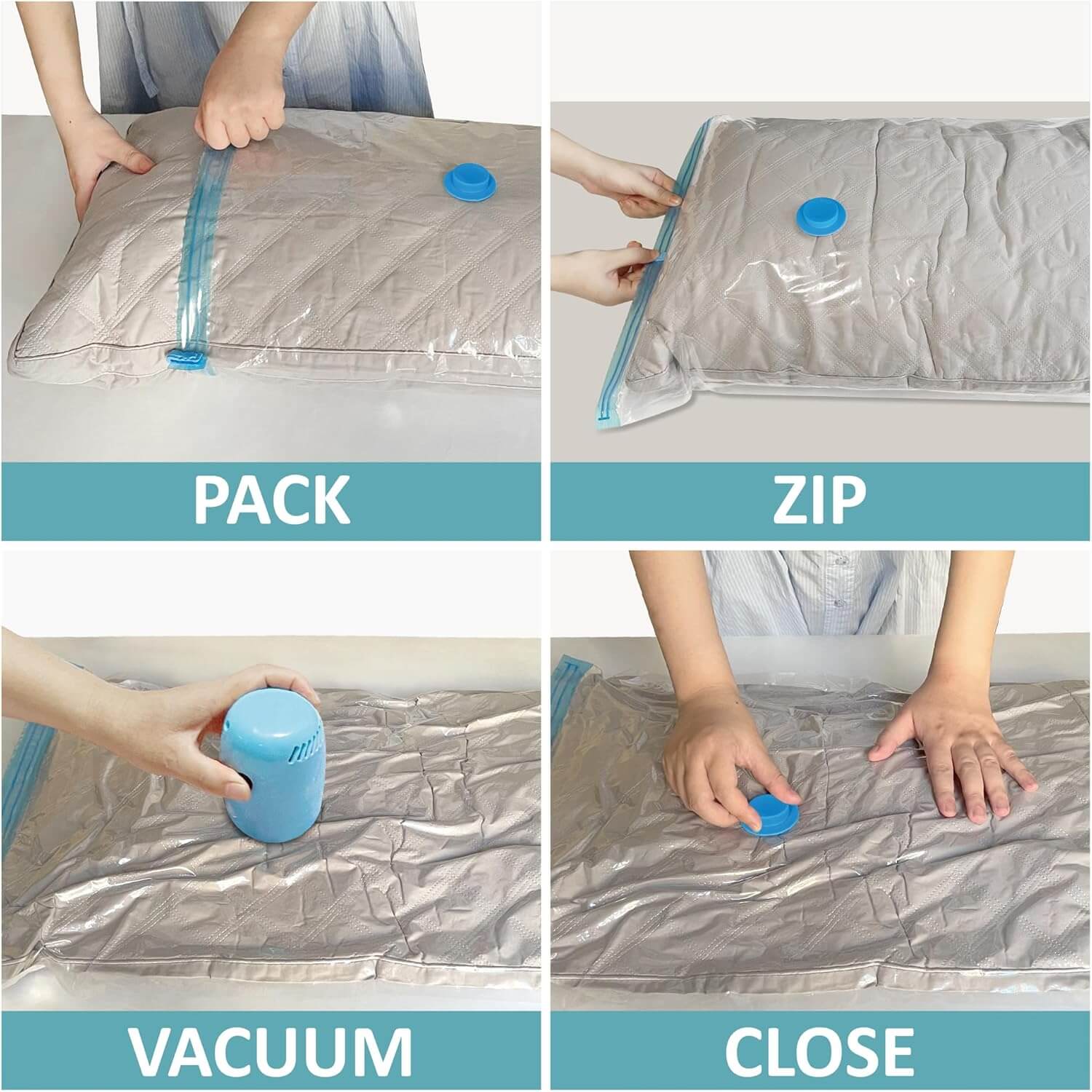 Moonval Vacuum Storage Bags with Electric Pump, 2-Pack Space Saving Compression Bags 50x70cm