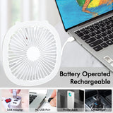 Moonval Portable Desk Fan with LED Light, Rechargeable 2-in-1 Quiet USB Cooling Fan