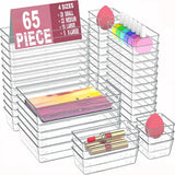 Moonval Clear Drawer Organizer Set, Plastic Storage Trays for Kitchen, Bathroom & Office