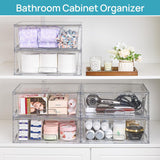 Moonval Stackable Storage Drawers, Clear Acrylic Organizer Bins for Bathroom, Kitchen & Closet