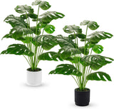 Moonval Artificial Monstera Plant, 28-Inch Tall Faux Floor Plant for Indoor & Outdoor Home Decor