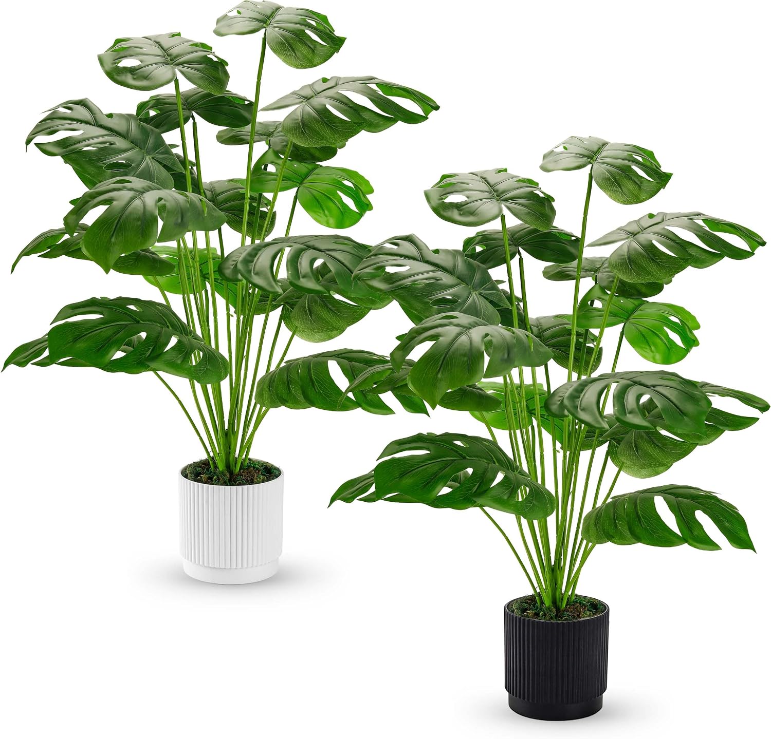 Moonval Artificial Monstera Plant, 28-Inch Tall Faux Floor Plant for Indoor & Outdoor Home Decor