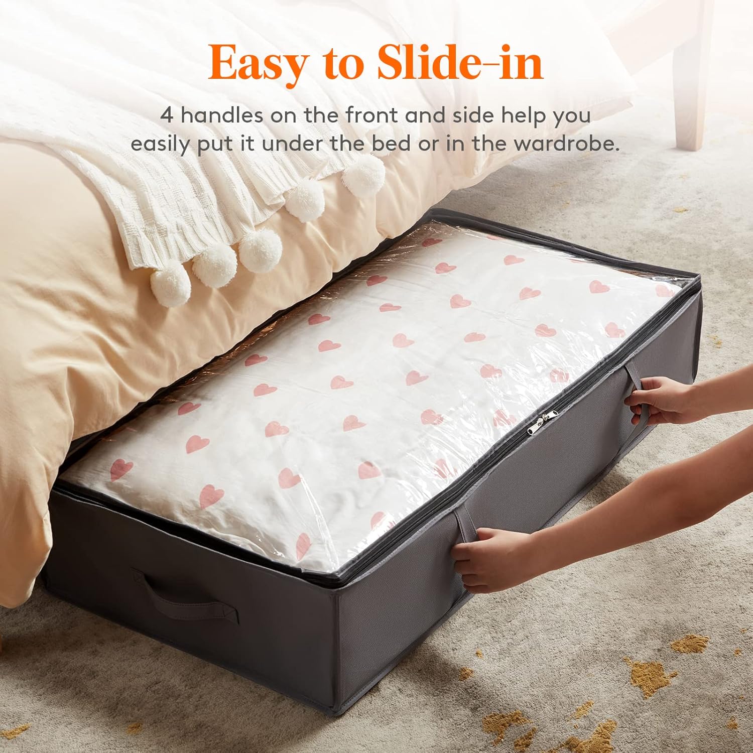 Moonval Under Bed Storage Bags, Foldable Organizers with Reinforced Handles for Bedding & Clothes